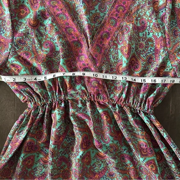 Zury Womens Dress Pink Floral Silk Ruffle Hi Low Cottage Peasant Boho One Size - Picture 4 of 8